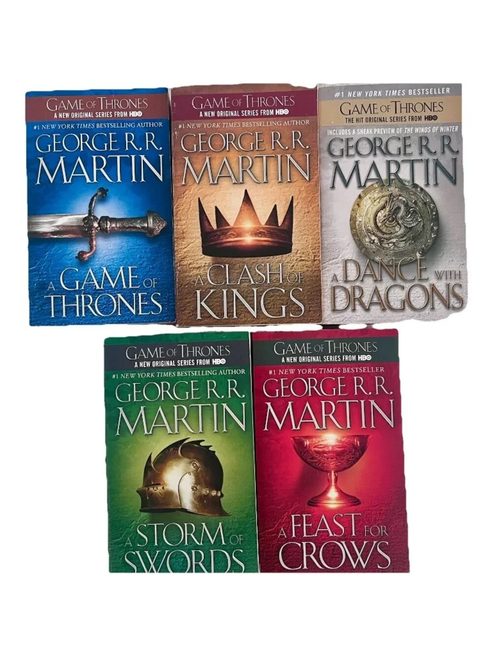 A Song Of Ice And Fire Complete MM Paperback Book Set 1-5 Game of Thrones Lot